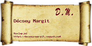 Décsey Margit névjegykártya